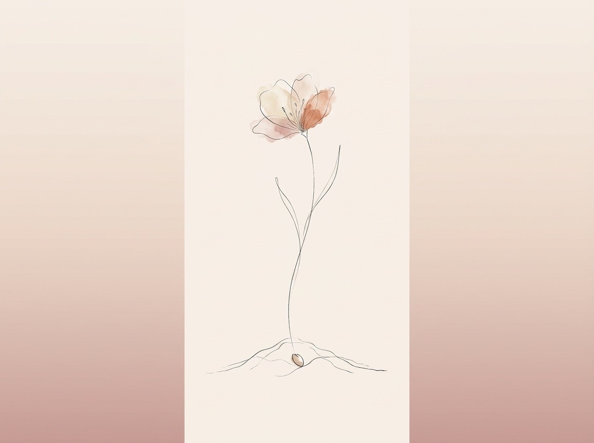 土から芽を出し、花を咲かせるまでを描いたイラスト